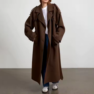 Brown Winter Wool Cashmer Real Coat Maxi Trenchcoat Style Max Mara - Cielie 