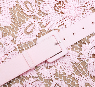 Laylaa  |  Soft Pink Blush Floral Crochet Midi Dress