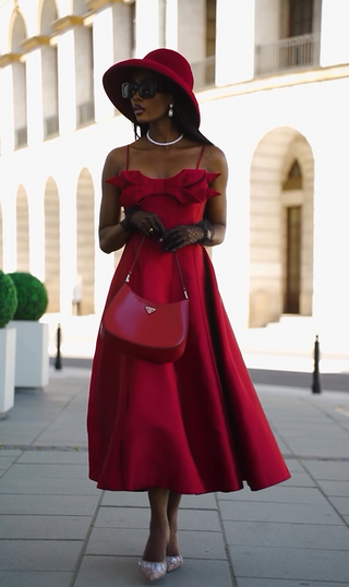 Amelie | Red Midi Bow Dress