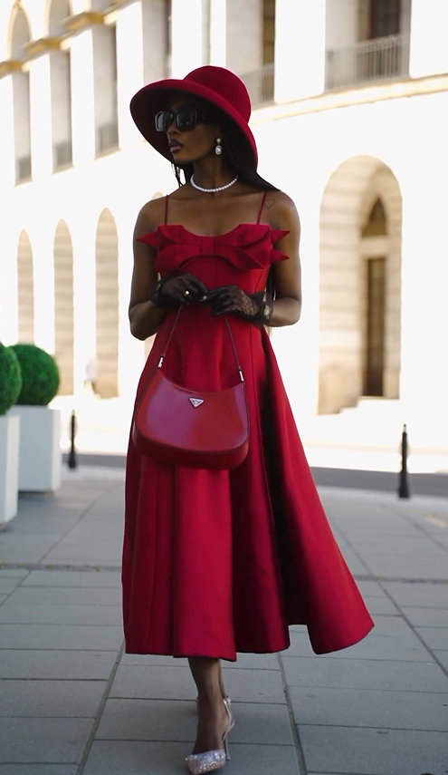 Red Midi Bow Dress | Women's Red Midi Dress | CILIE XS Red Midi Bow Dress | Women's Red Midi Dress | CILIE XS