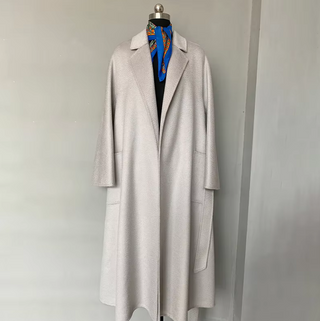 Beige Cashmere Wool Coat Maxi Belted Max Mara Style - Cielie Vienna