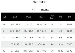 SIZE CHART