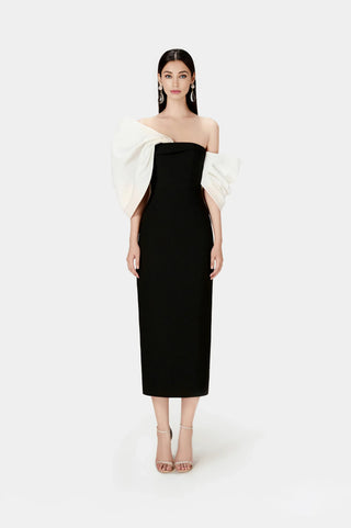 Women's Black White Dress | BELLA | Bow Dress | CIÉLIE