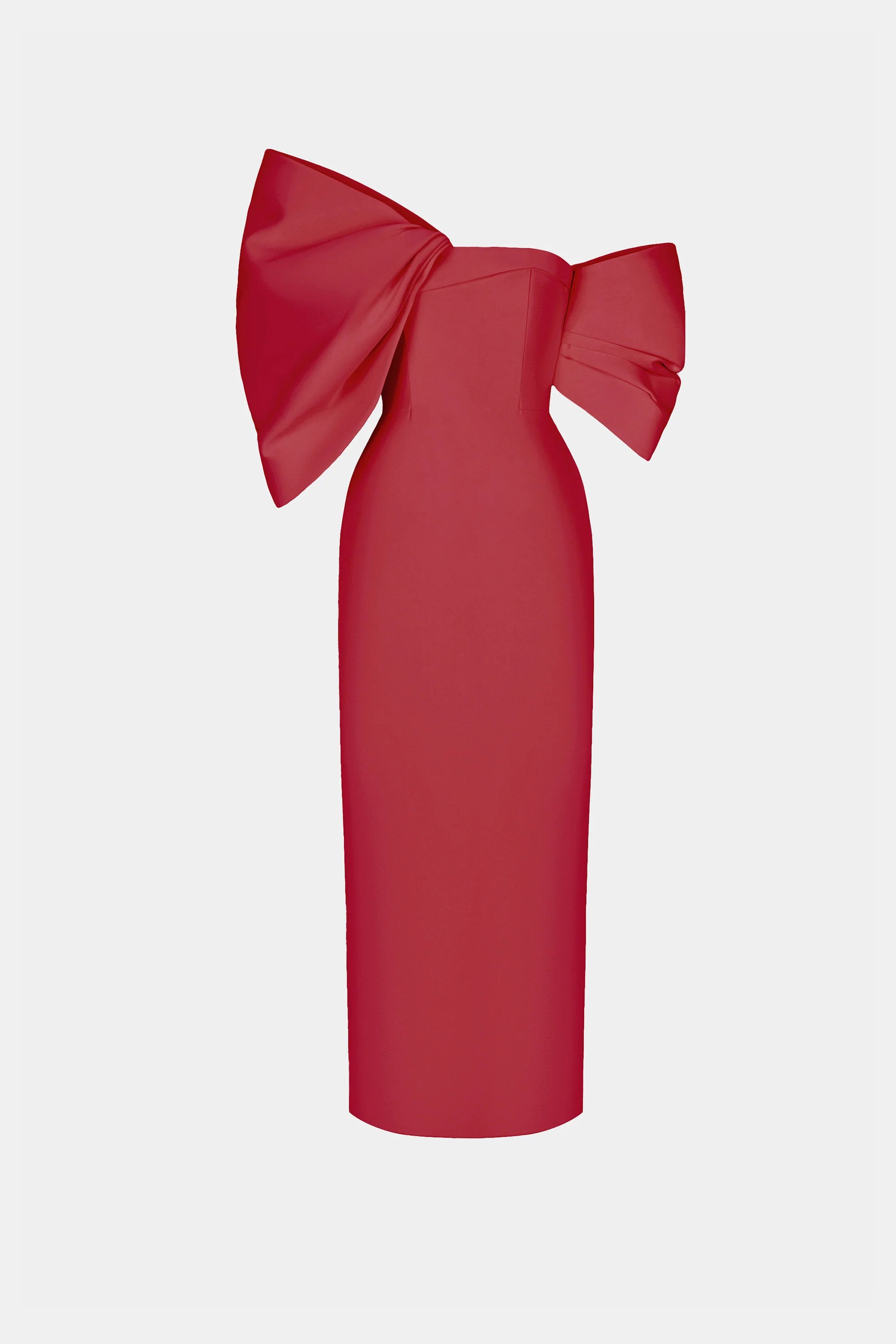 Women's Red Midi Dress Elegant Wedding Guest | BOW Dress | CILIE S Women's Red Midi Dress Elegant Wedding Guest | BOW Dress | CILIE S