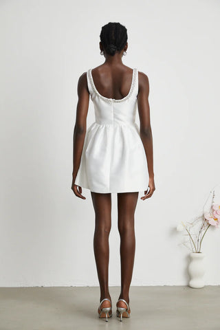 Bernadette | White Crystal-embellished mini dress