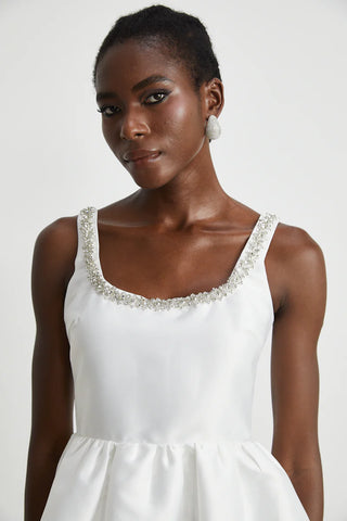 Bernadette | White Crystal-embellished mini dress