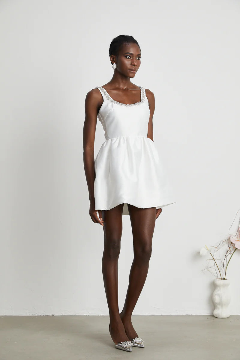 Bernadette | White Crystal-embellished mini dress – Cielie