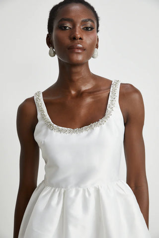 Bernadette | White Crystal-embellished mini dress