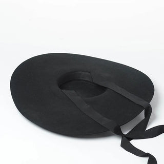 Wide brim wool hat black straps band, weiter hut fedora wolle groß mit band - Cielie Vienna 