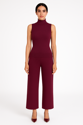 burgundy knit set