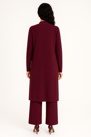 burgundy winered cardigan set