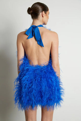 Feather Dress Ostrich Halter Neck Backless - Vienna Rent Dress Austrian Fashion Brand Shopping To Do - Cielie 