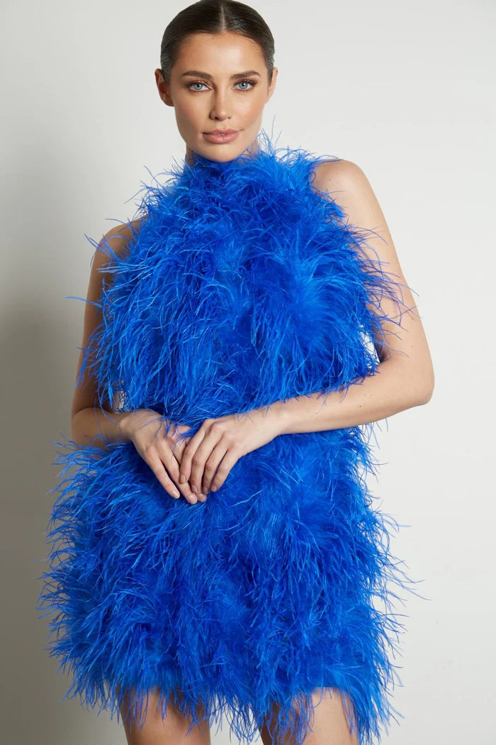 Ciel | Halter Neck Ostrich Feather Dress - CUSTOM MADE L / Green Ciel | Halter Neck Ostrich Feather Dress - CUSTOM MADE L / Green