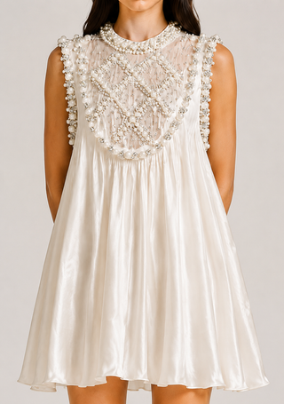 White Mini dress embellished pearl