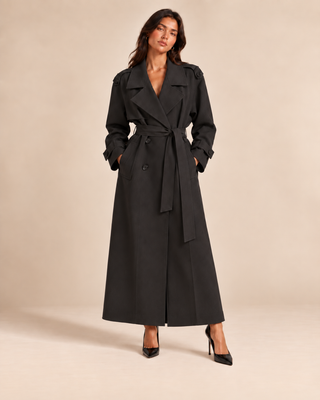 Grey trenchcoat maxi black 