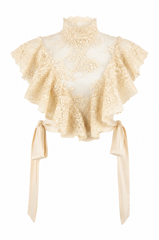 lace top ruffled cream