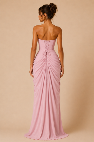 Pink Wedding guest strapless babyblush 