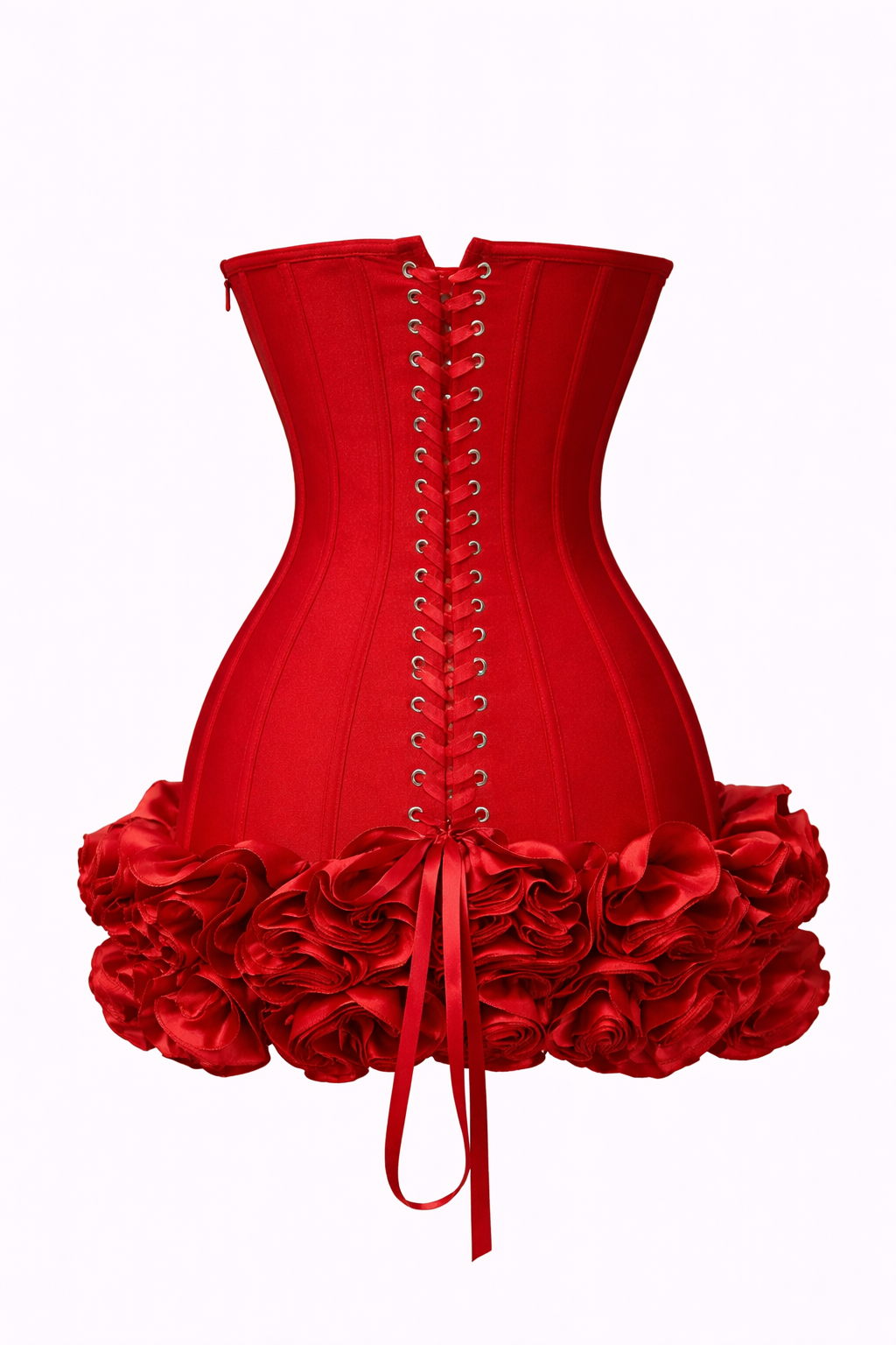 Rose Mini Corset Dress Red Roses | Strapless, Backless, Bodycon Bandage Dress for Evening, Cocktail & Party Looks - Cielie L (8) / Red Rose Mini Corset Dress Red Roses | Strapless, Backless, Bodycon Bandage Dress for Evening, Cocktail & Party Looks - Cielie L (8) / Red