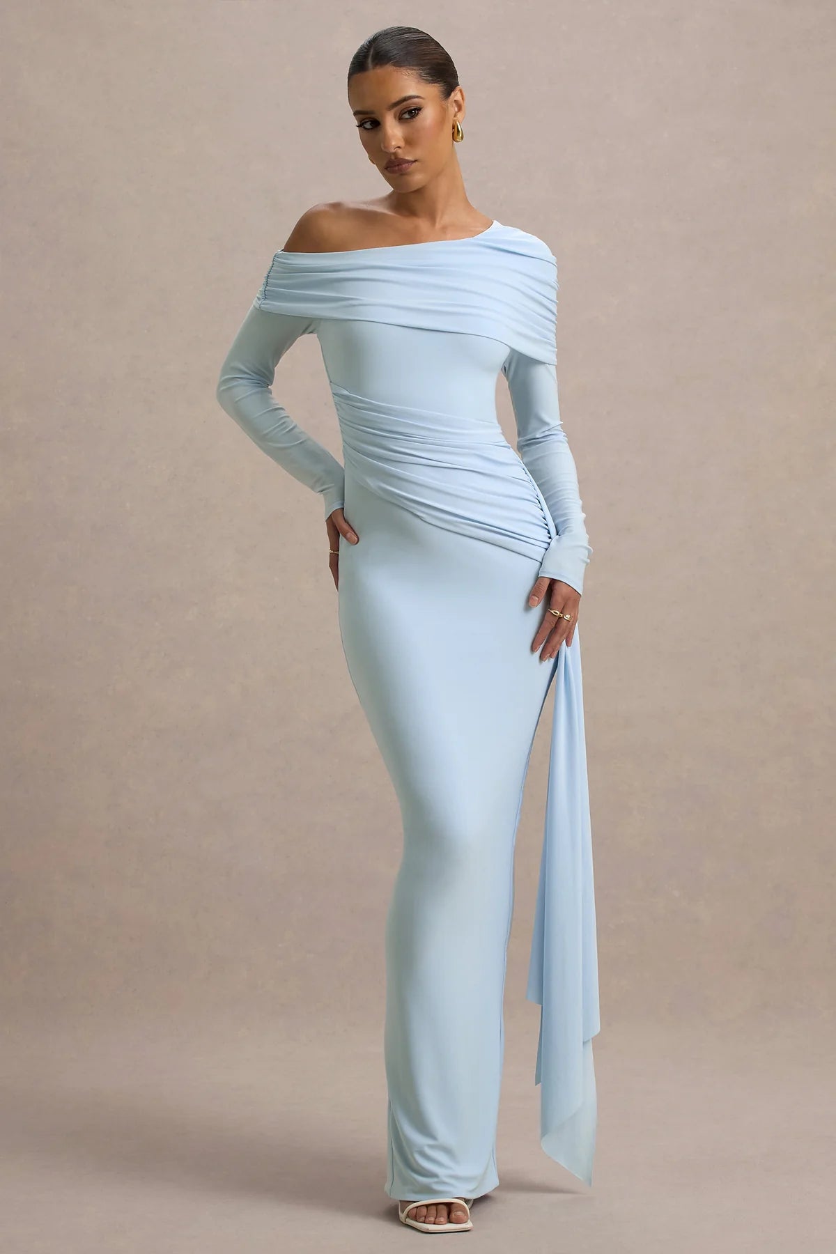 Walley | Maxi Off Shoulder Blue Draped Dress Cielie Walley | Maxi Off Shoulder Blue Draped Dress Cielie