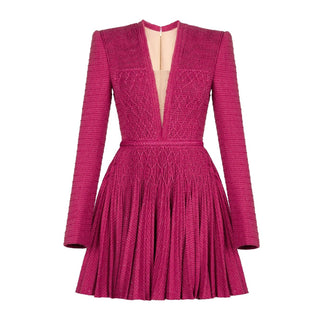 Pink mini kleid Pleated dress - Cielie