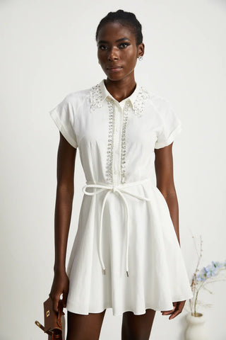 Dashlia Olivia Style SImilar Brand Olivia Dress, White Summer Linen Dress, Sommerkleid Weiß Mini - Cielie Vienna 