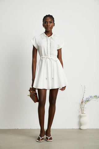 Dashlia Olivia Style SImilar Brand Olivia Dress, White Summer Linen Dress, Sommerkleid Weiß Mini - Cielie Vienna 