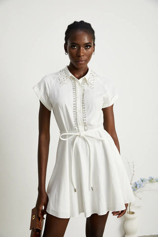 Dashlia Olivia Style SImilar Brand Olivia Dress, White Summer Linen Dress, Sommerkleid Weiß Mini - Cielie Vienna 