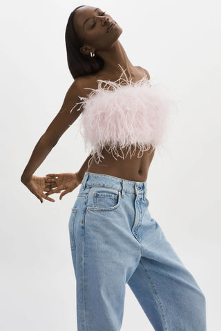 Pink Feather Crop Top - Cielie Vienna Blush Candy Feder Top Vienna Fashion Brand 