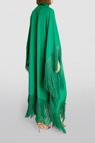 Green fringed garment on a white background