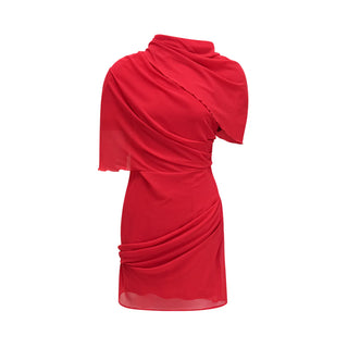 Draped mini dress Red Kylie Jenner Jacquemus Style Duple Alike - Mini Cocktaildress Red Black Draped - Cielie Vienna