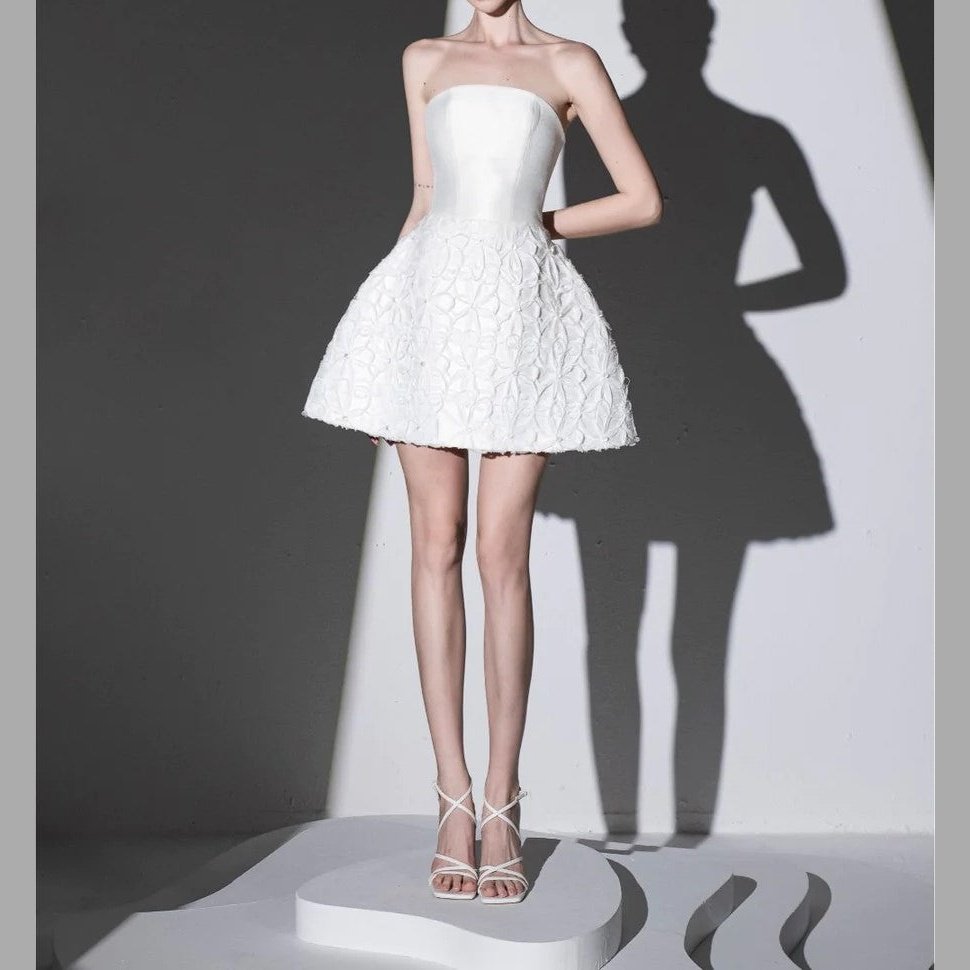 White Mini sleeveless Dress wedding