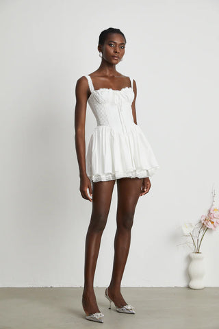 White Corset Mini Dress Lace Bustier - Cielie Vienna