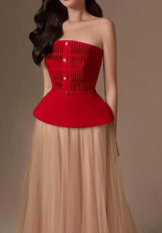 Elegant red bustier - Cielie 