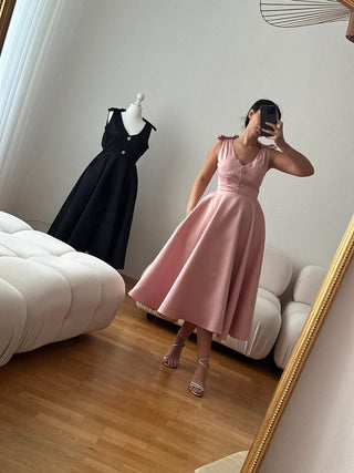 Blush Cocktail Dress Pink Light Pink Elegant Dress Satin, Rose - Cielie Vienna Prom, Ball Gown Dress