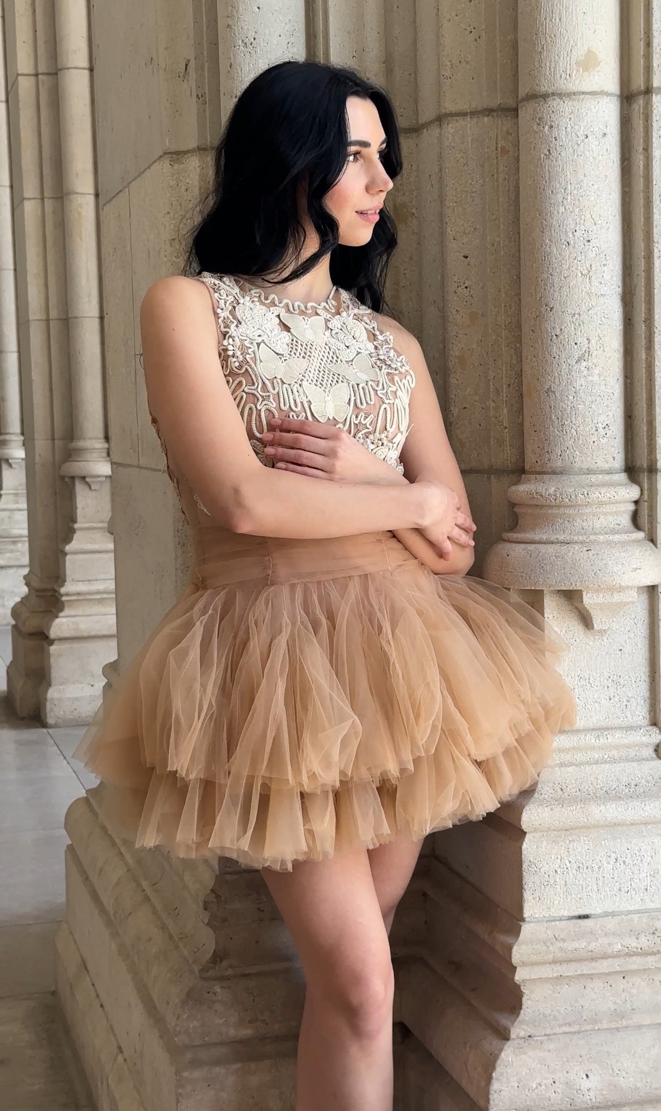 tulle beige dress Beige Tulle Dress