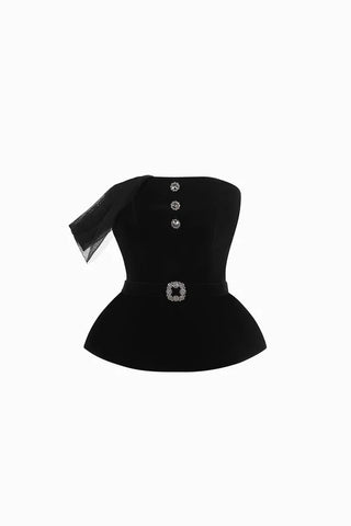 Bustier Velvet black peplum