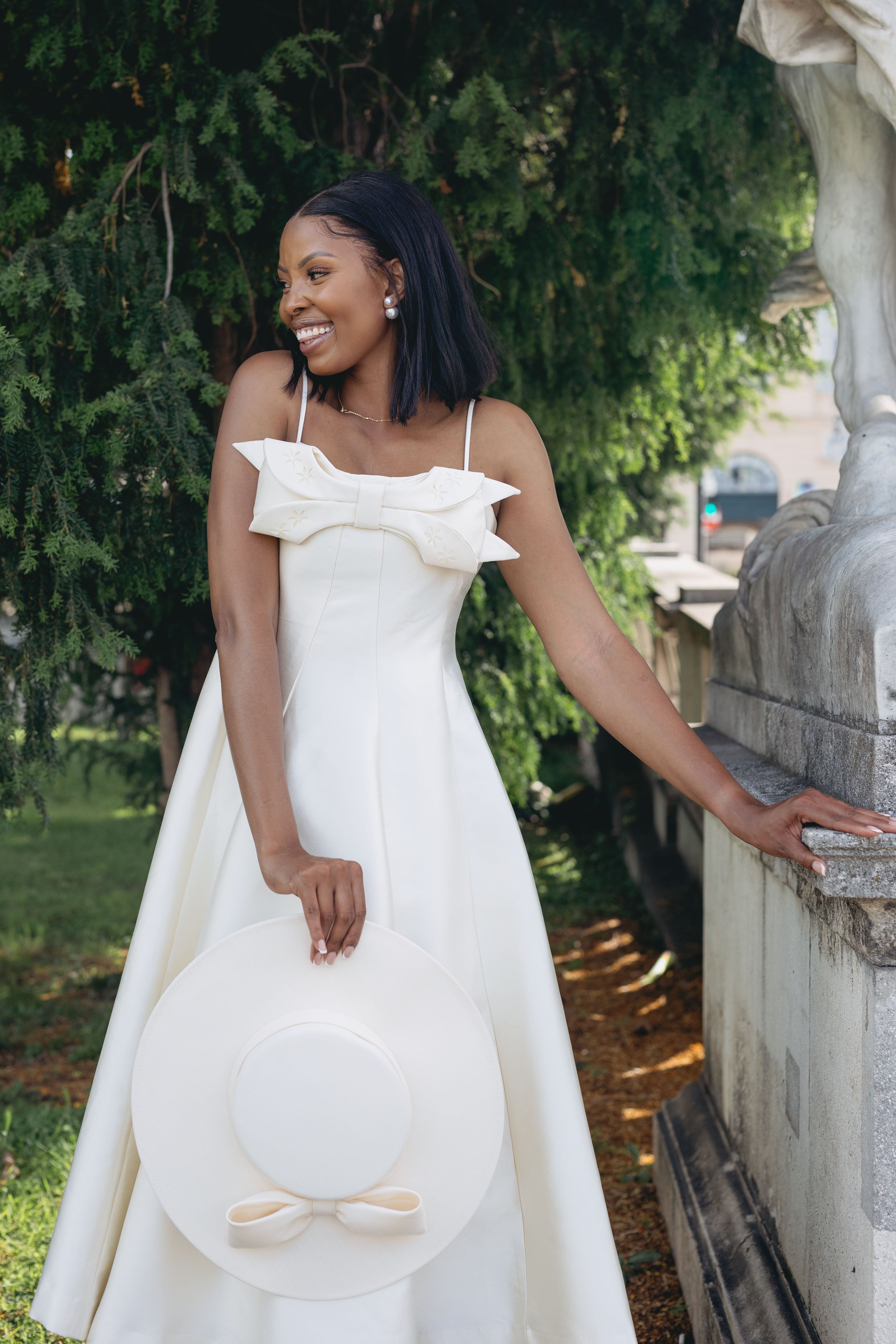Women's Midi Bow Dress | Cream Midi Bow Dress | CILIE XL Women's Midi Bow Dress | Cream Midi Bow Dress | CILIE XL