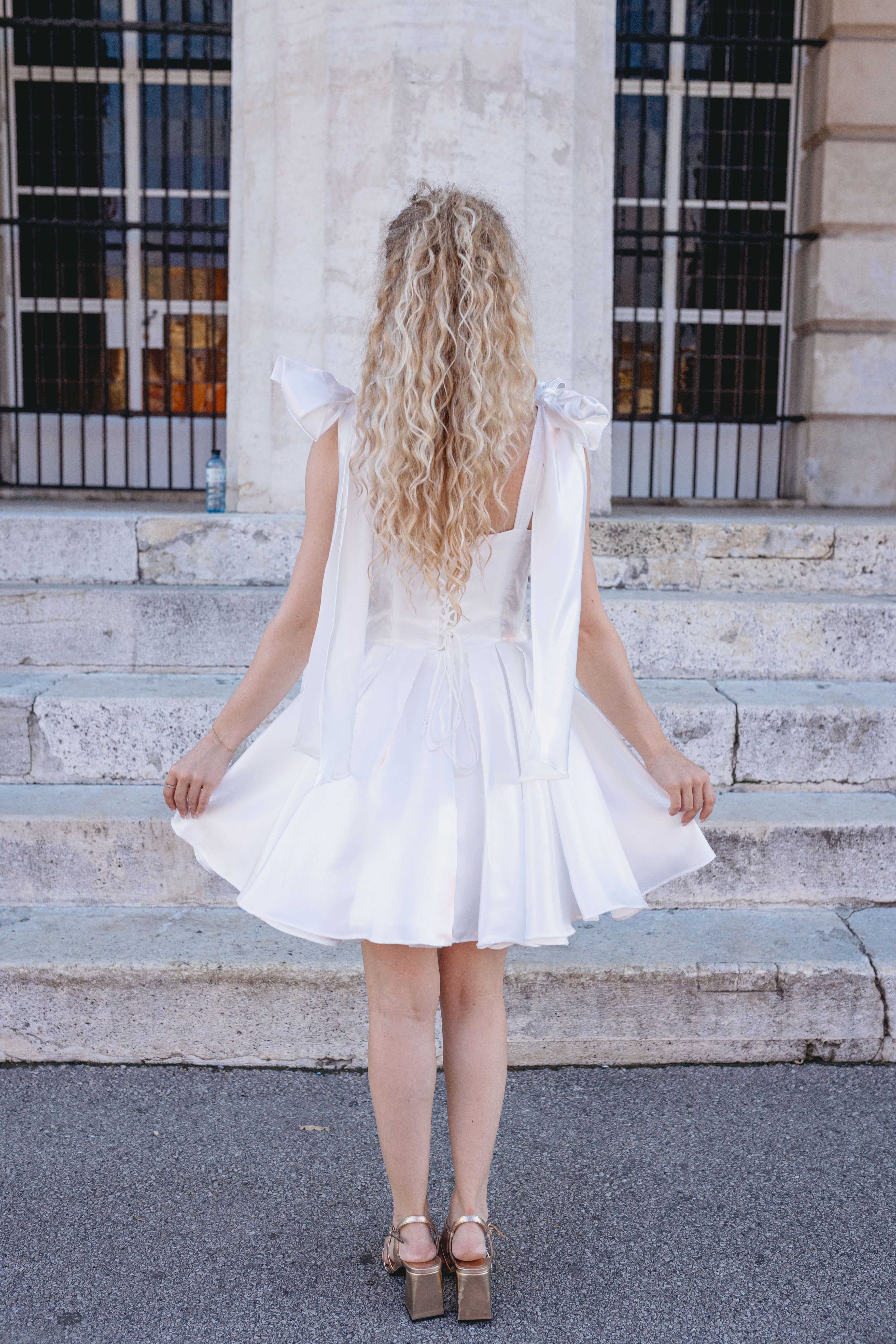 white bow dresses Laura