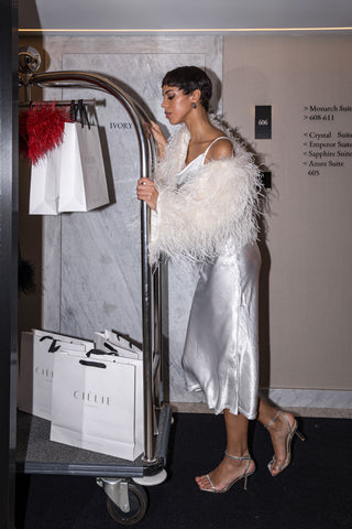 Kelly | Ostrich Feather Jacket White - CUSTOM MADE