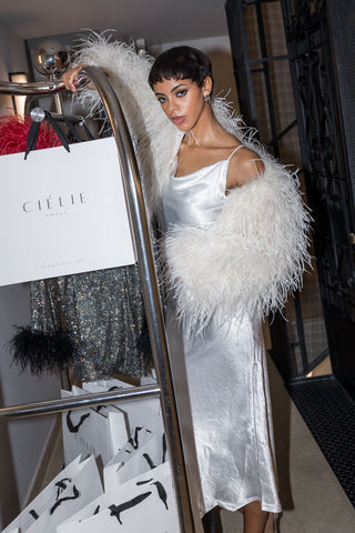 Kelly | Ostrich Feather Jacket White - CUSTOM MADE