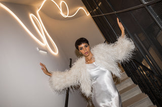 Kelly | Ostrich Feather Jacket White - CUSTOM MADE