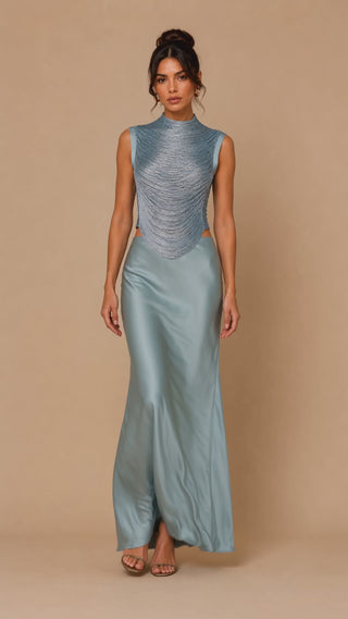 Traji Beaded Finge Top and Skirt Cielie 
