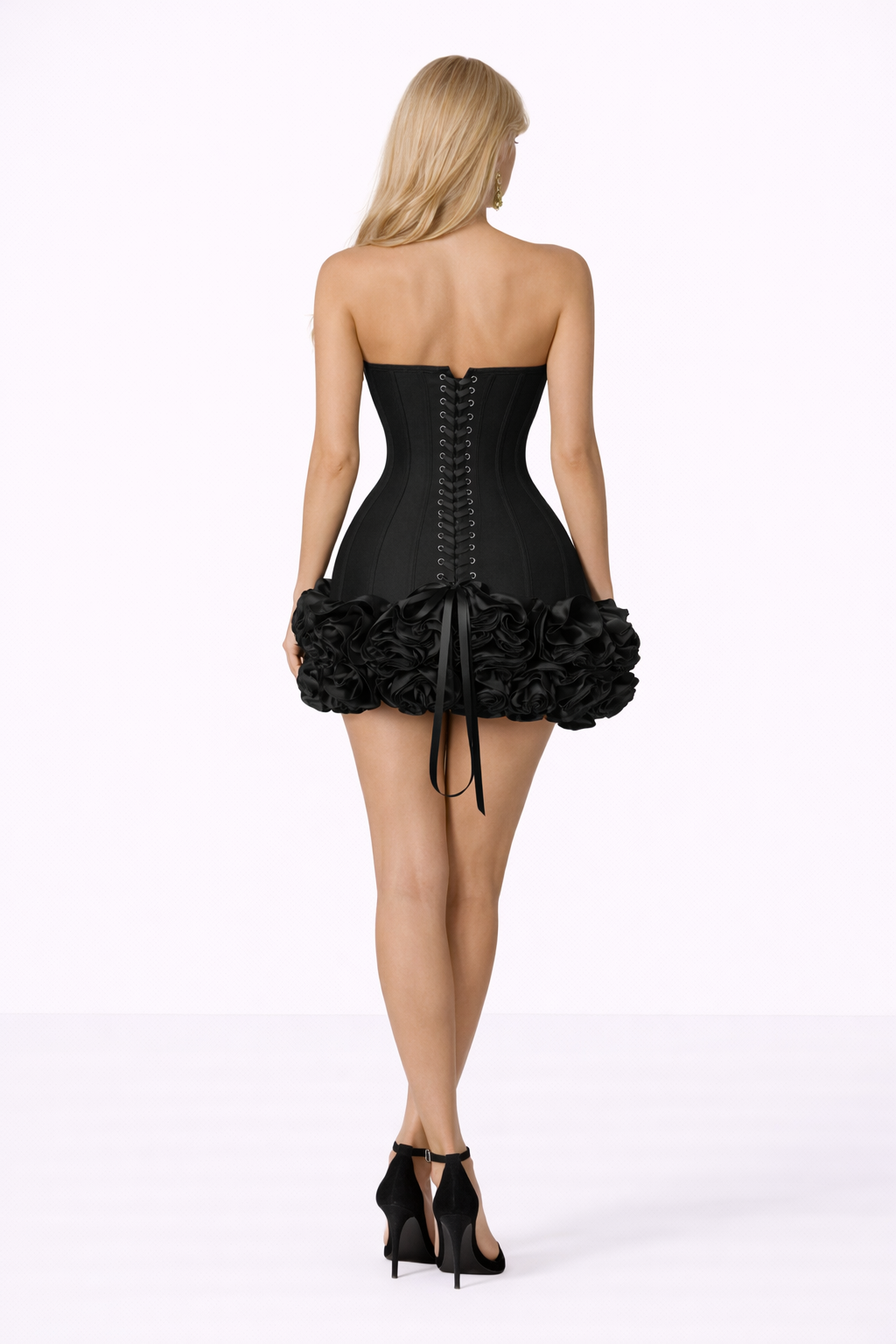 Rose Mini Corset Dress Red Roses | Strapless, Backless, Bodycon Bandage Dress for Evening, Cocktail & Party Looks - Cielie S (4) / Red Rose Mini Corset Dress Red Roses | Strapless, Backless, Bodycon Bandage Dress for Evening, Cocktail & Party Looks - Cielie S (4) / Red