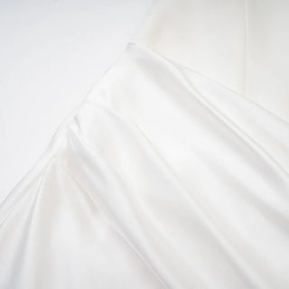 White Simple Dress strapless sleeveless bridal white satin silk, Brautkleid schlicht, elopement dress - Cielie Vienna