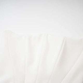 White Simple Dress strapless sleeveless bridal white satin silk, Brautkleid schlicht, elopement dress - Cielie Vienna