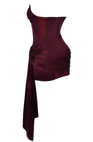 Back view of Somela mini dress – invisible zipper and satin finish