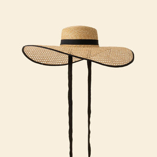 wiener geflecht hut sommerhut, strohhut, strawhat, summerhat Elegant Hat  This handcrafted hat combines timeless elegance with excellent sun protection, perfect for any occasion.  Keywords: Viennese straw weaving hat, 18 cm brim, summer hat, elegant hat, black strap, white strap, wide  - Cielie Vienna, elegant summer hat 