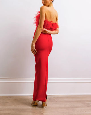 Feather dress red - Cielie 