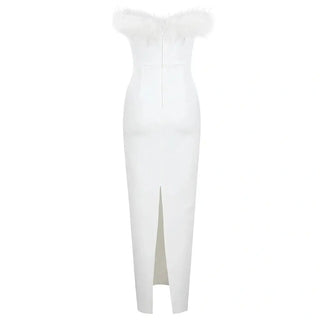 SWANE | Maxi Bodycon Dress Feather white - CIÉLIE