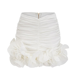 Ruffle Skirt White, White ruffle floral top, sommer Rock Volants, Top Volants weiß, white - Cielie 